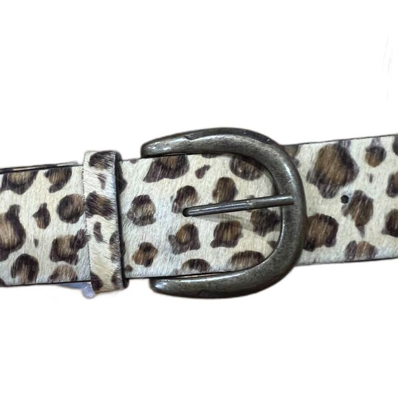 Diba True Brown/Black Large Leopard Print Belt New With Tags flawed 34.5"-38.5" - Picture 2 of 13